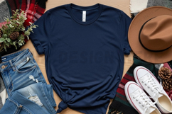 Casual navy blue t-shirt with accessories mockup design Product Image 1