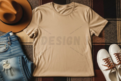 Casual beige t-shirt mockup design Product Image 1