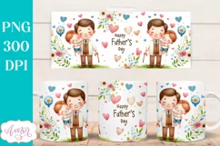 Happy Father's day mug wrap PNG | Cute dad and son mug png Product Image 3