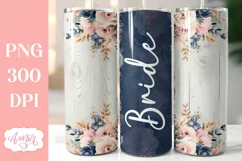 Bride Tumbler Wrap sublimation PNG, Navy and blush PNG Product Image 1