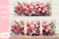 PInk Lily flowers mug wrap design sublimation PNG Product Image 3