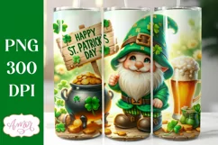 St. Patrick's Day gnome tumbler wrap PNG for sublimation Product Image 1