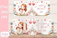 Happy Mother&#039;s day Mug Wrap PNG, Cute Mom and baby mug PNG Product Image 3