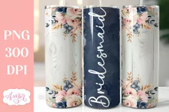 Bridesmaid Tumbler Wrap sublimation PNG, Navy and blush PNG Product Image 1