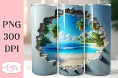 Beach 3D tumbler wrap, Summer tumbler sublimation PNG Product Image 1