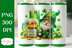 St. Patrick's Day gnome tumbler wrap PNG for sublimation Product Image 1