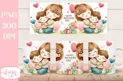 Happy Mother's day Mug Wrap PNG, Cute Mom and son mug design Product Image 3