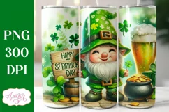 St. Patrick's Day gnome tumbler wrap PNG for sublimation Product Image 1