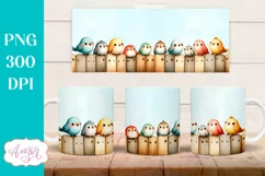 Cute watercolor birds mug wrap for sublimation 15oz 11oz Product Image 3