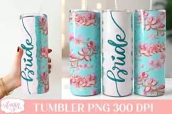 Teal Bride Tumbler Wrap PNG for Sublimation | Wedding party Product Image 2