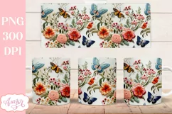 3D floral embroidery mug wrap design PNG for sublimation Product Image 3
