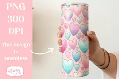 Seamless hearts tumbler wrap PNG sublimation Valentine's day Product Image 2