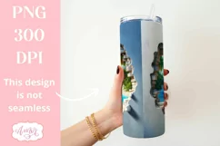 Beach 3D tumbler wrap, Summer tumbler sublimation PNG Product Image 2