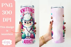 Knitting addict Tumbler wrap sublimation PNG | Cute sheep Product Image 2
