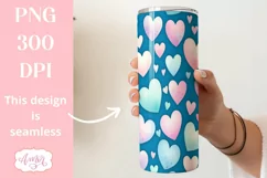 Seamless hearts tumbler wrap PNG sublimation Valentine's day Product Image 2