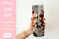 Love heart 3D tumbler wrap, Valentine's Day sublimation PNG Product Image 2