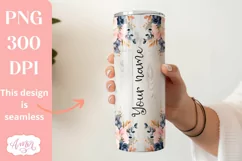 Bridesmaid Tumbler Wrap sublimation PNG, Navy and blush PNG Product Image 3