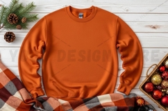 Cozy orange crew neck sweatshirt mockup design Product Image 1