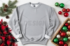 Christmas-themed gray sweatshirt mockup Product Image 1