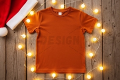 Holiday-themed orange t-shirt mockup Product Image 1
