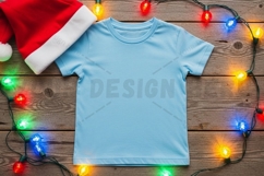 Christmas-themed light blue t-shirt mockup Product Image 1