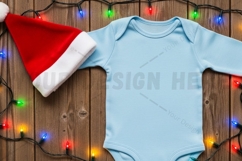 Christmas baby onesie with santa hat t-shirt mockup Product Image 1