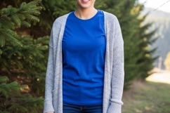 Blue t-shirt mockup with grey cardigan t-shirt mockup Product Image 1