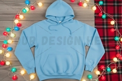 Light blue hoodie with christmas mockup design Product Image 1