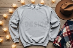 Casual gray crew neck sweatshirt t-shirt mockup Product Image 1