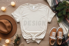 Casual white t-shirt with holiday accents t-shirt mockup Product Image 1