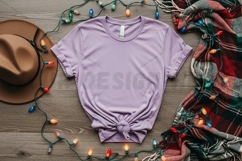 Casual lavender t-shirt with holiday accents t-shirt mockup Product Image 1