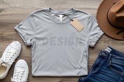 Casual grey t-shirt outfit t-shirt mockup Product Image 1