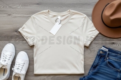 Casual summer outfit with white t-shirt mockup design Product Image 1