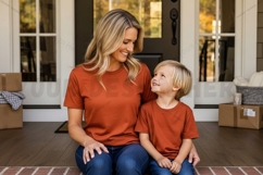 Mother and son matching t-shirt mockup Product Image 1
