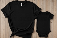 Black t-shirt and onesie set t-shirt mockup Product Image 1
