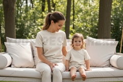 Mother and daughter in matching t-shirts mockup design Product Image 1