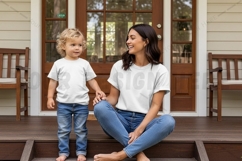 Mother and child wearing matching t-shirts mockup design Product Image 1