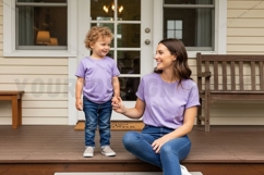 Mother and child wearing matching t-shirts mockup design Product Image 1