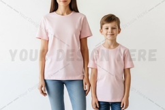 Matching pink t-shirt set for mother and t-shirt mockup Product Image 1