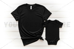 Black t-shirt and onesie set t-shirt mockup design Product Image 1