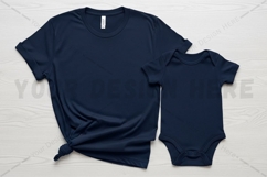 Matching navy blue t-shirt mockup design Product Image 1