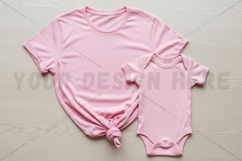 Mother and baby matching pink t-shirt mockup design Product Image 1
