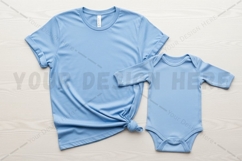 Light blue t-shirt and onesie set t-shirt mockup design Product Image 1
