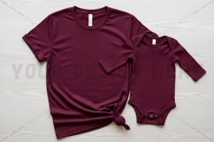 Matching maroon t-shirt and onesie set t-shirt mockup Product Image 1