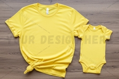 Bright yellow t-shirt and onesie set t-shirt mockup design Product Image 1