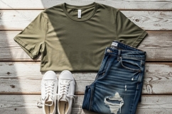 Casual olive green t-shirt mockup Product Image 1