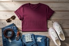 Casual outfit with maroon t-shirt t mockup Product Image 1