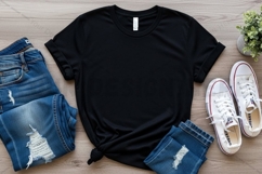 Casual black t-shirt with jeans and t-shirt mockup Product Image 1
