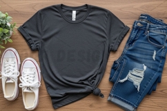 Casual black t-shirt mockup with jeans t-shirt mockup Product Image 1