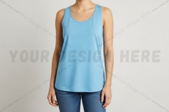 Light blue women's tank top t-shirt mockup design Product Image 1